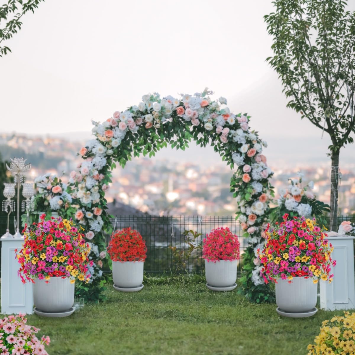 24 Inch Artificial Flower Stake Outdoor Decor - Multi-Color Garden Stakes for Yard & Lawn, No Fade Heavy Duty Plastic, All Season Decoration (2PCS Mix) - Image 3