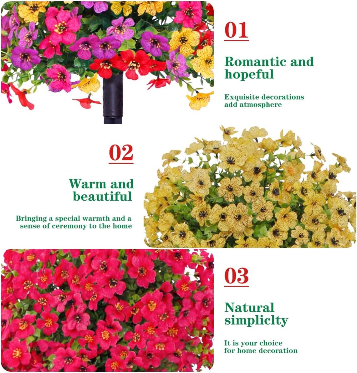 24 Inch Artificial Flower Stake Outdoor Decor - Multi-Color Garden Stakes for Yard & Lawn, No Fade Heavy Duty Plastic, All Season Decoration (2PCS Mix) - Image 4