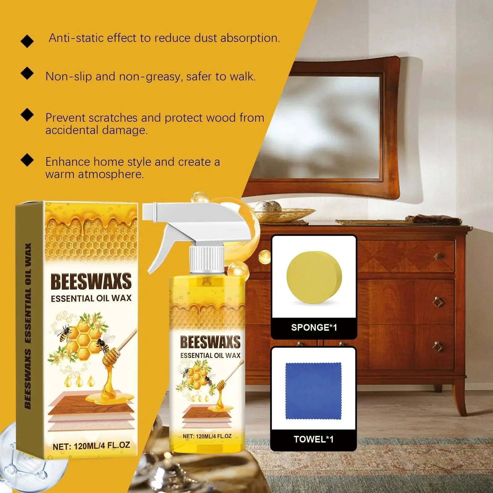 【Official Home Care】✨ WoodGlow Pro · 3-in-1 Natural Beeswax Revitalizer · Instant Scratch Repair & Anti-Dust Shield for All Wood Surfaces — Non-Greasy Botanical Formula, Long-Lasting Shine & Protection in Seconds! - Image 5