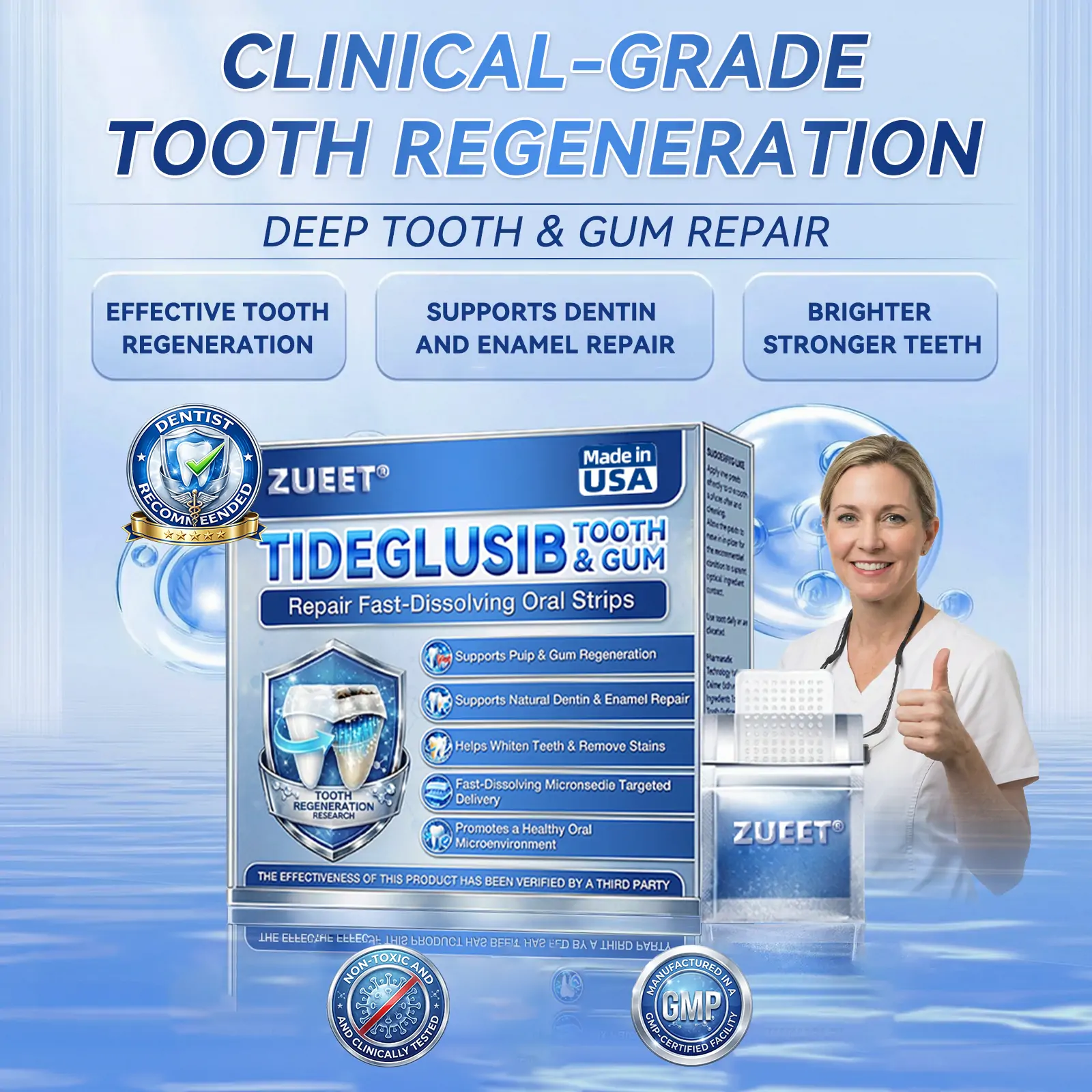 【𝐎𝐟𝐟𝐢𝐜𝐢𝐚𝐥 𝐔𝐒 𝐒𝐭𝐨𝐫𝐞  】ZUEET® 🦷 Tideglusib Fast‑Dissolving Tooth & Gum Repair Oral Strips ✨ (Supports tooth repair and helps relieve gum discomfort and other common oral concerns)