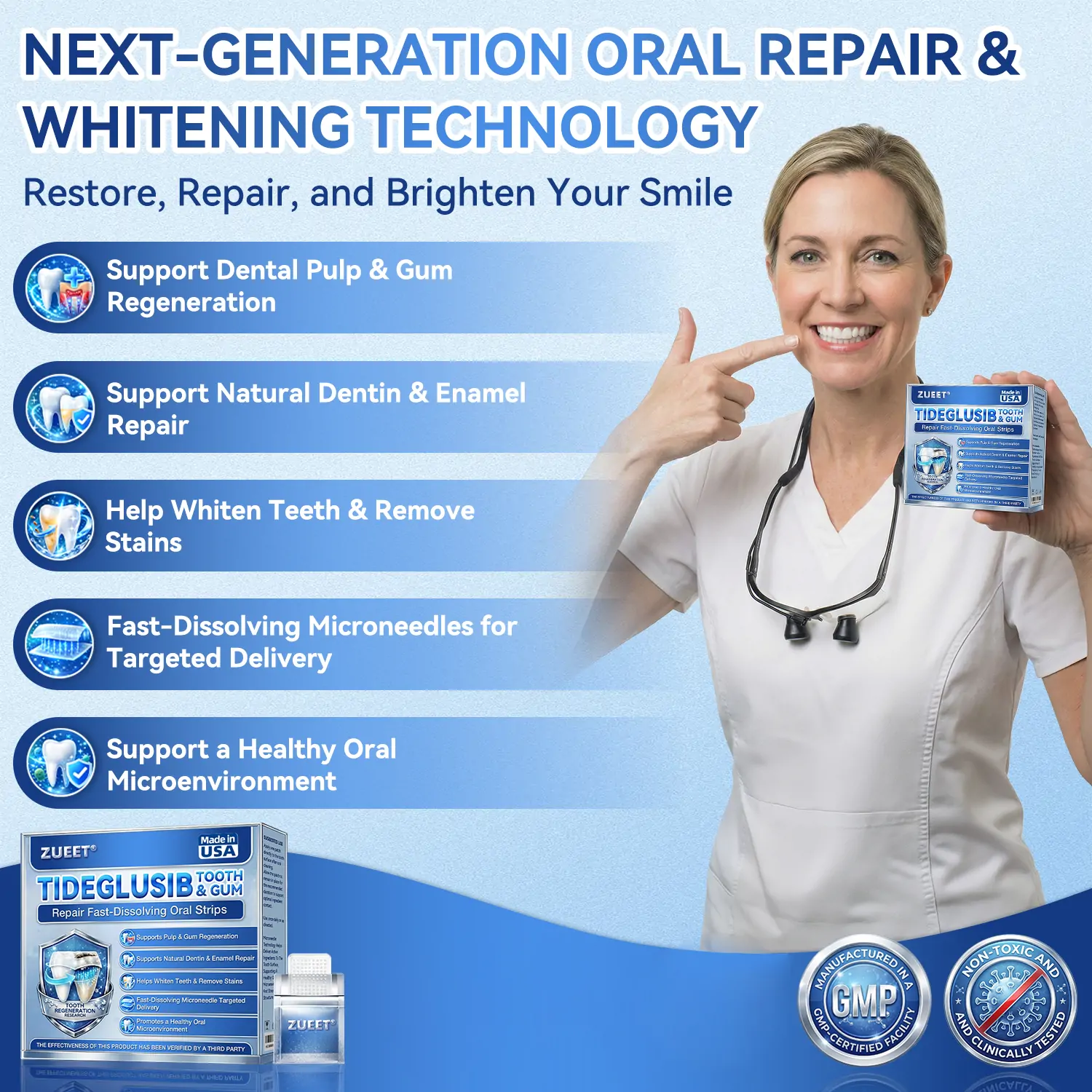 【𝐎𝐟𝐟𝐢𝐜𝐢𝐚𝐥 𝐔𝐒 𝐒𝐭𝐨𝐫𝐞  】ZUEET® 🦷 Tideglusib Fast‑Dissolving Tooth & Gum Repair Oral Strips ✨ (Supports tooth repair and helps relieve gum discomfort and other common oral concerns) - Image 2